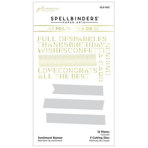 Spellbinders Glimmer Hot Foil Plate & Die - Sentiment Banner GLP303