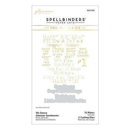 Spellbinders Glimmer Hot Foil Plate & Dies Set - Happy Dance - We Dance Glimmer Sentiments GLP312