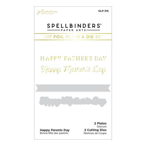 Spellbinders Glimmer Hot Foil Plate & Dies Set - Happy Dance - Happy Parents Day GLP316