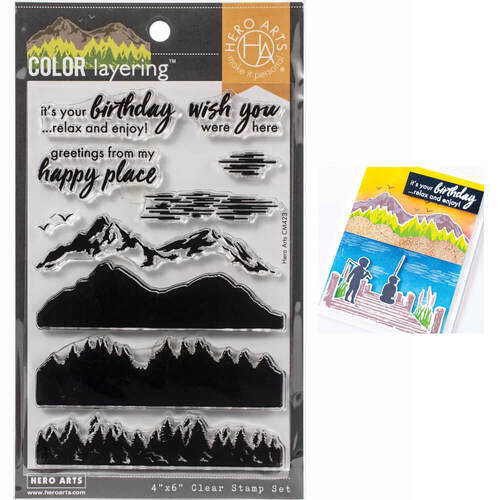 Hero Arts Color Layering Clear Stamps 4"X6" - Mountains At The Lake HA-CM423