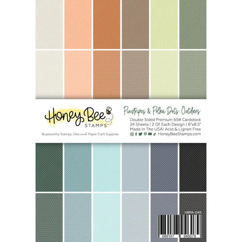 Honey Bee Paper Pad 6x8.5 - Pinstripes & Polkadots: Outdoors (24 Double Sided Sheets) HBPA-045