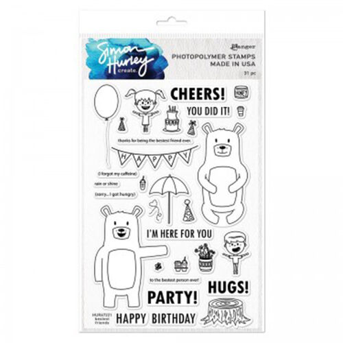 Simon Hurley Create Cling Stamps 6"X9" - Bestest Friends HUR67221
