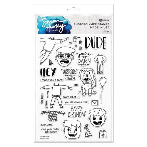 Simon Hurley Create Cling Stamps 6"X9" - Dudes Too! HUR67238