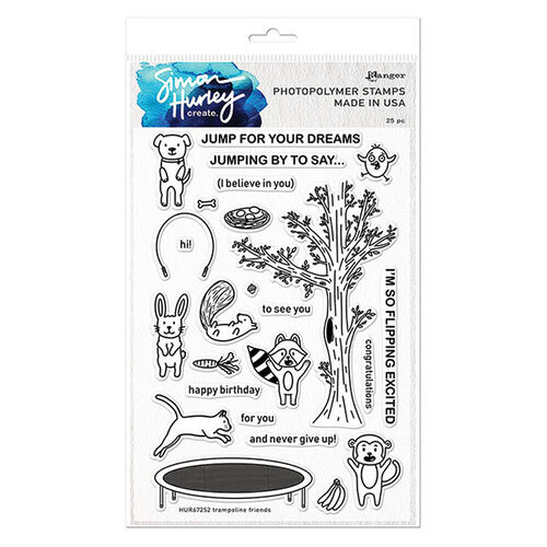 Simon Hurley Create Cling Stamps 6"X9" - Trampoline Friends HUR67252