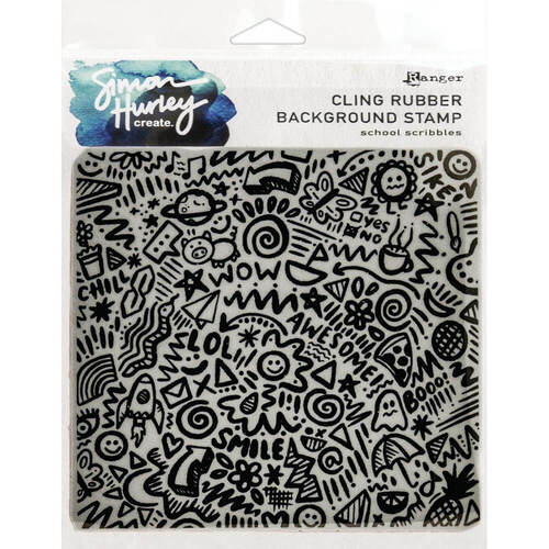 Simon Hurley Create Cling Stamps 6"x6"- School Scribbles HUR6771754