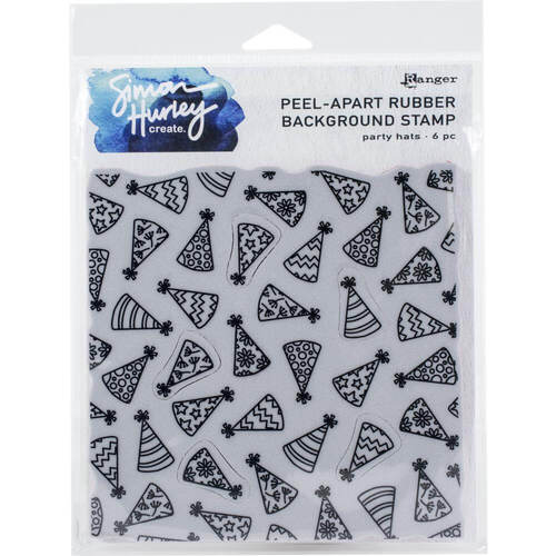Simon Hurley Create Cling Stamps 6"x6"- Party Hats HUR6773932