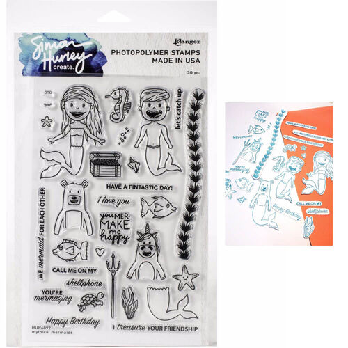 Simon Hurley Create Cling Stamps 6"X9" - Mythical Mermaids HUR68921