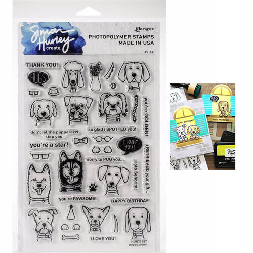 Simon Hurley Create Cling Stamps 6"X9" - Puppy Puns HUR71587