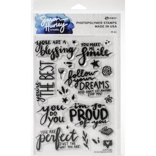 Simon Hurley create Cling Stamps 6"x9" - Encouraging Words HUR71600