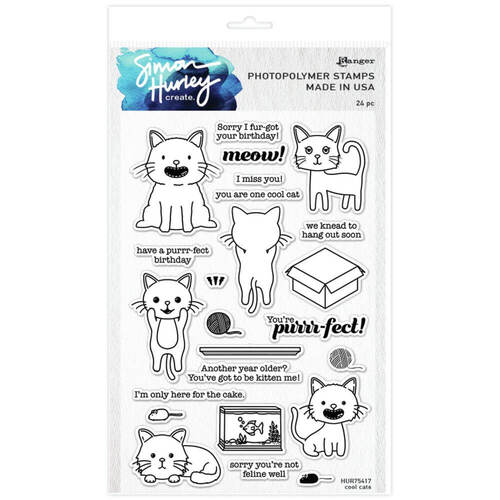 Simon Hurley Create Cling Stamps 6"X9" - Cool Cats