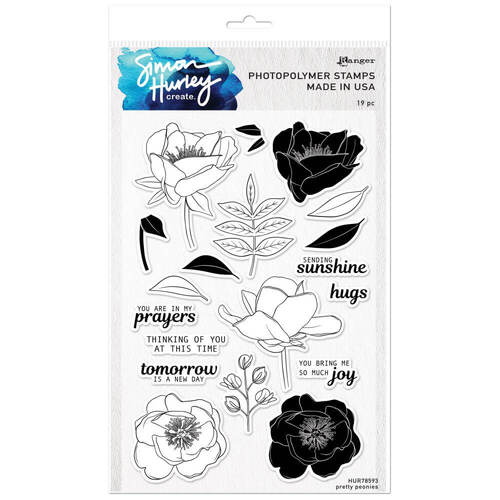 Simon Hurley create. Photopolymer Stamp - Pretty Peonies HUR78593