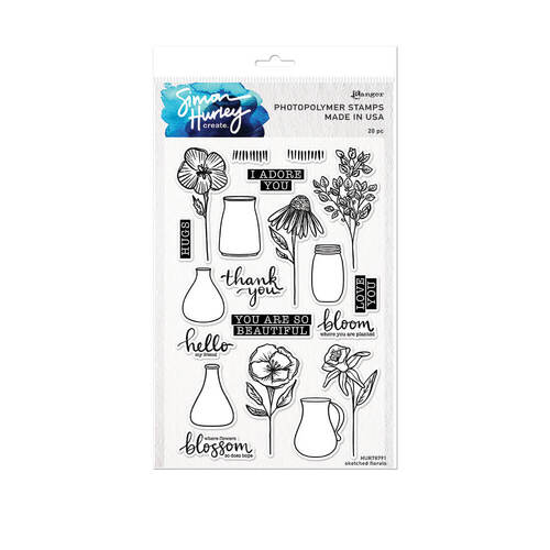 Simon Hurley Create Clear Stamps - Sketched Florals HUR78791