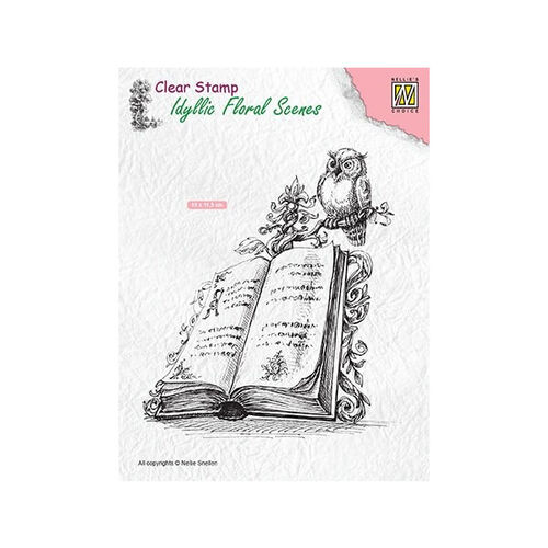 Nellie Snellen Clear Stamps Idyllic Floral Scenes - Book with Owl