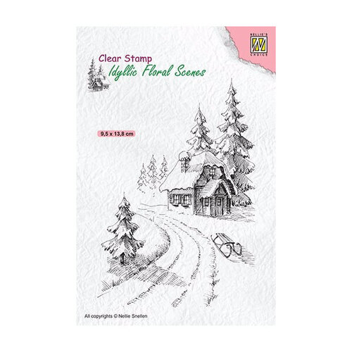 Nellie Snellen Clear Stamp Idyllic Floral Scenes - Wintery House IFS023