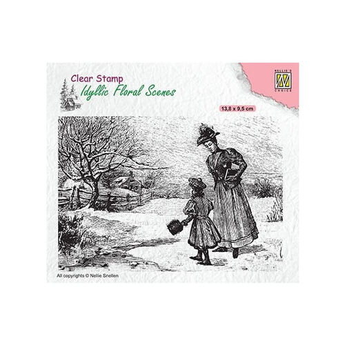 Nellie Snellen Clear Stamp Idyllic Floral Scenes - Vintage Wintery Scene