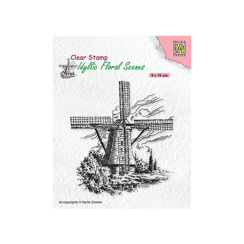 Nellie Snellen Clear Stamps Idyllic Floral Scenes - Wind-Mill IFS029