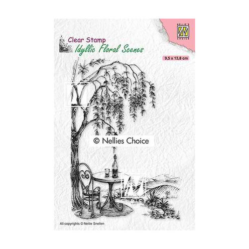 Nellie Snellen Clear Stamps Idyllic Floral Scenes - Outside Seating w/ Tree IFS031
