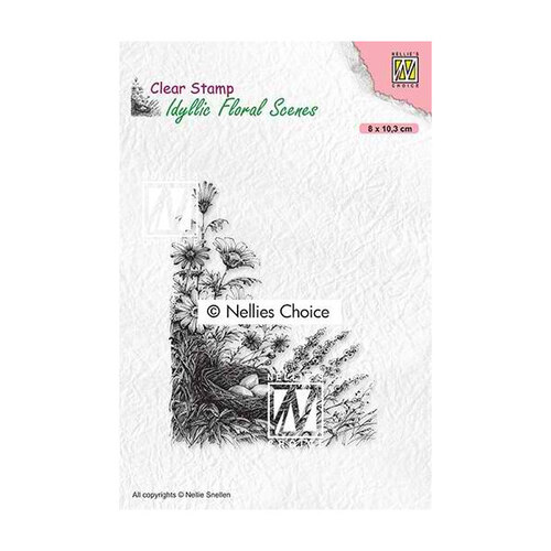 Nellie Snellen Clear Stamps Idyllic Floral Scenes - Birdnest IFS032