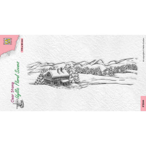 Nellie Snellen Clear Stamp Idyllic Floral Scenes Slimline - Snowy Landscape IFS044