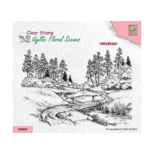 Nellie Snellen Clear Stamps Idyllic Floral - Stream with Bridge IFS057
