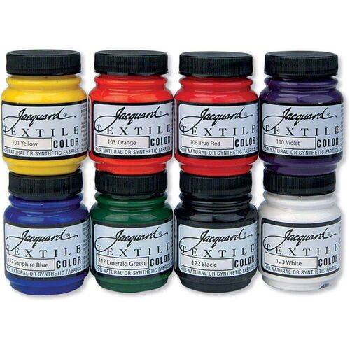 Jacquard Textile Color Fabric Paint 2.25oz 8/Pkg - Primary & Secondary Colors JAC1000