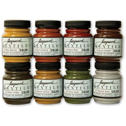 Jacquard Textile Color Fabric Paint 2.25oz 8/Pkg - Earth Tones JAC1003