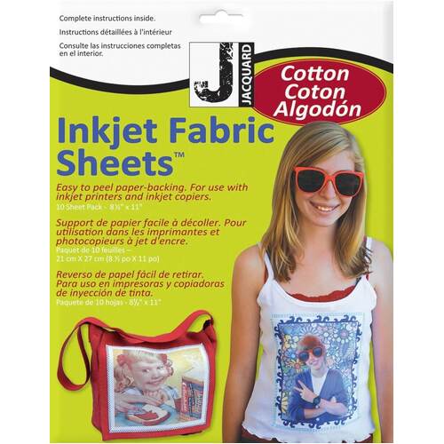 Jacquard Inkjet Fabric Sheets - Cotton (8.5"X11", 10/Pkg) JAC9701