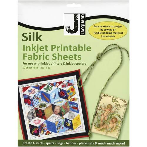 Jacquard Inkjet Fabric Sheets - Silk Habotai (8.5"X11", 10/Pkg) JAC9702