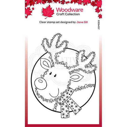 Woodware Clear Stamps - Festive Fuzzies - Mini Reindeer (3.8in x 2.6in)