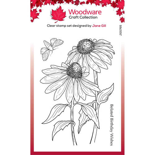 Woodware Clear Stamps 4"X6" - Echinacea & Moth