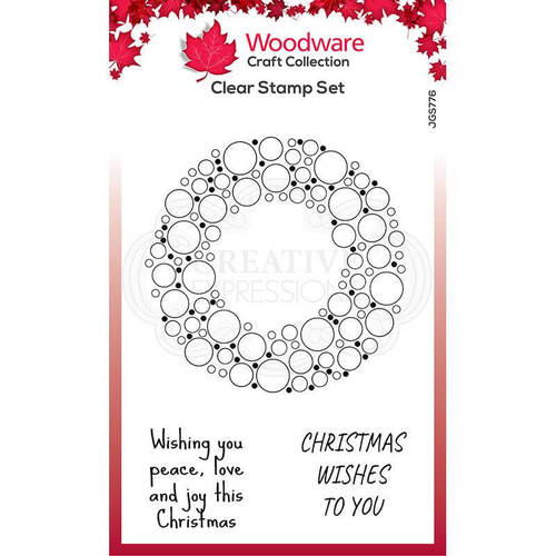 Woodware Clear Stamp Singles - Bubble Holiday Wreath (4in x 6in)