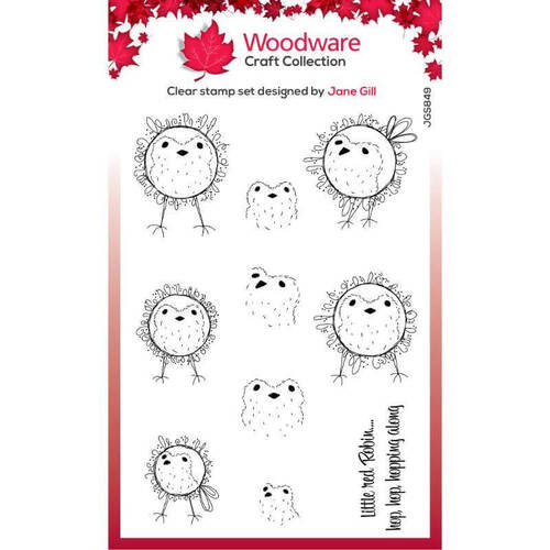 Woodware Clear Stamps Singles - Bubble Hopping Robins (4in x 6in)