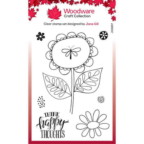 Woodware Clear Stamps Singles - Petal Doodles - Happy Thoughts (4in x6in)