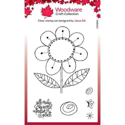 Woodware Clear Stamps Singles - Petal Doodles - Pretty Place (4in x 6in)