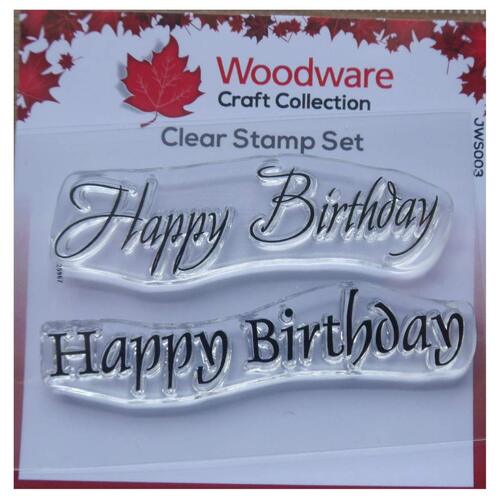 Woodware Clear Stamp - Just Words Happy Birthday (1.5in x 3in)