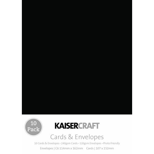 Kaisercraft Card & Envelope C6 Pack - Black CD510