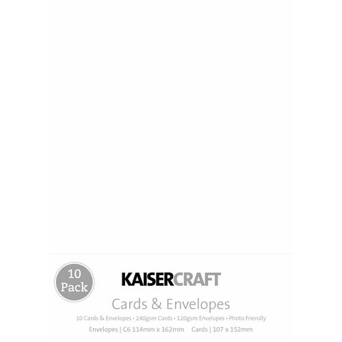 Kaisercraft Card & Envelope C6 Pack - White CD511