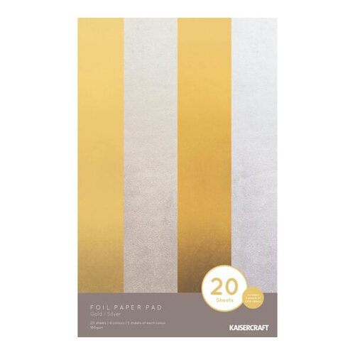 Kaisercraft Foil Paper Pad - Gold/Silver 20 Sheets FC220