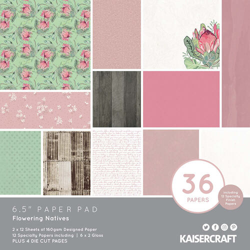 Kaisercraft Paper Pad - Flowering Natives (6.5 x 6.5) PP1094