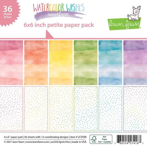 Lawn Fawn Petite Paper Pack 6 x 6 - Watercolor Wishes Rainbow LF2590