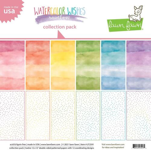 Lawn Fawn 12x12 Paper Pack - Watercolor Wishes Rainbow LF2591