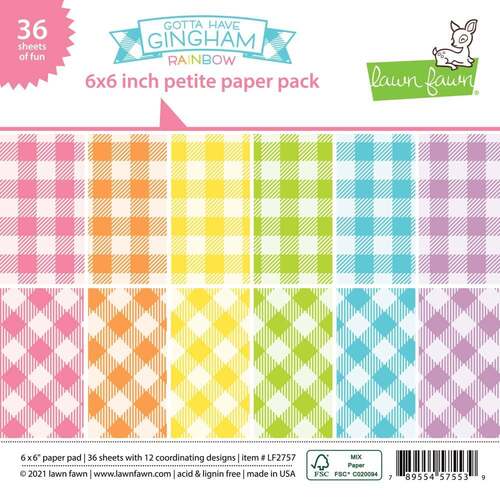 Lawn Fawn Petite Paper Pack 6 x 6 - Gotta Have Gingham Rainbow LF2757