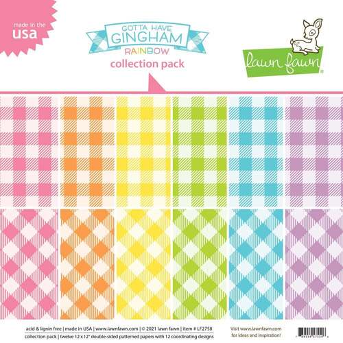 Lawn Fawn 12x12 Paper Pack - Gotta Have Gingham Rainbow LF2758