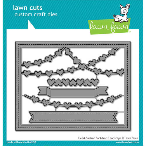 Lawn Fawn - Lawn Cuts Dies - Heart Garland Backdrop: Landscape LF3021