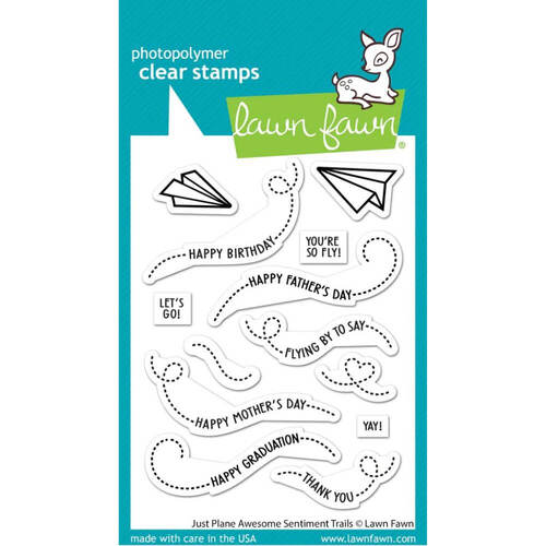 Lawn Fawn - Clear Stamps - Just Plane Awesome Sentiment Trails LF3132