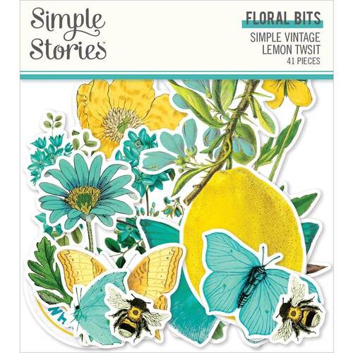 Simple Vintage Lemon Twist Bits & Pieces Die-Cuts 41/Pkg - Floral