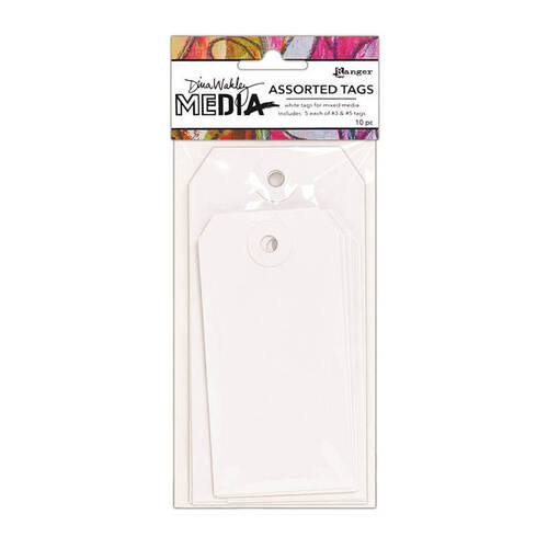 Dina Wakley Media - White Tags No.3 and No.5 (10 Pack) MDA64602