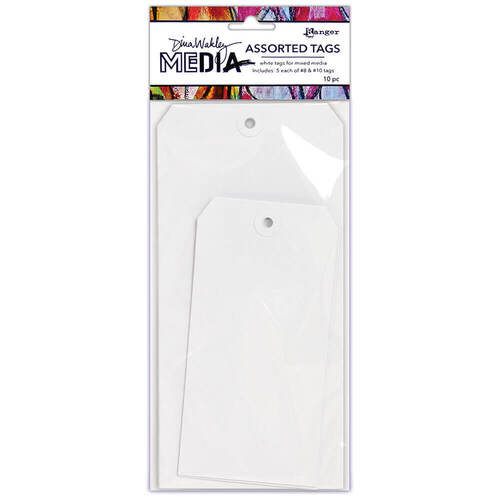 Dina Wakley Media - White Tags No.8 and No.10 (10 Pack) MDA64619