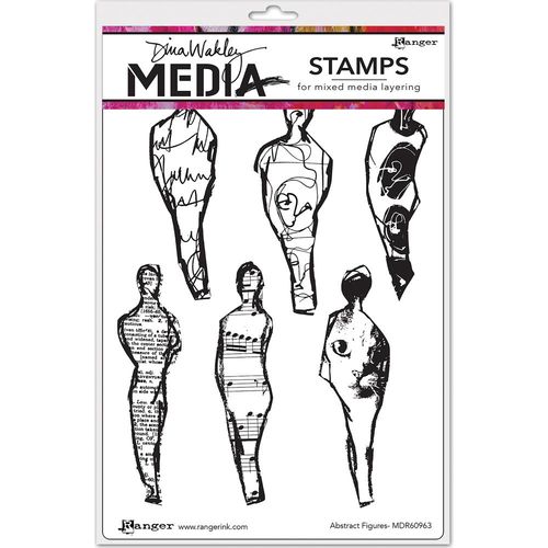 Ranger Dina Wakley Media Cling Stamps 6"X9" - Abstract Figures MDR60963