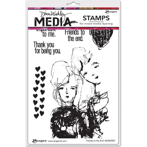 Ranger Dina Wakley Media Cling Stamps 6"X9" - Friends To The End MDR60987